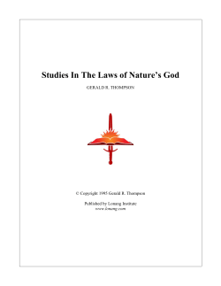 Studies In The Laws Of Nature`s God