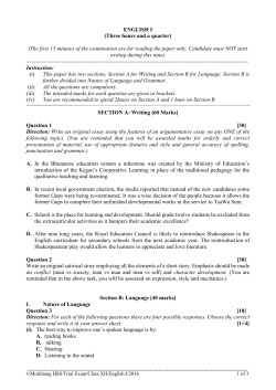 English I - Motithang Higher Secondary School