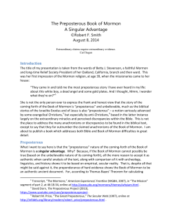 The Preposterous Book of Mormon A Singular