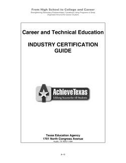 Career and Technical Education INDUSTRY CERTIFICATION GUIDE