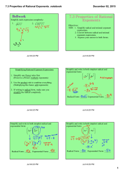 7.3 Properties of Rational Exponents .notebook