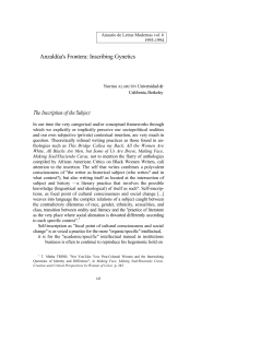 Anzald&uacute;a`s Frontera: Inscribing Gynetics The Inscription of the Subject