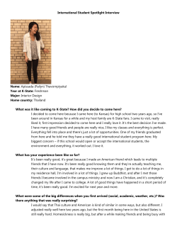 International Student Spotlight Interview Name: Apissada (Pailyn