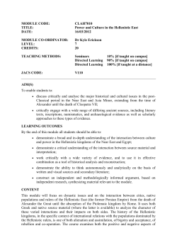 Power and Culture in the Hellenistic East