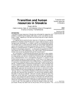 Transition and human resources in Slovakia