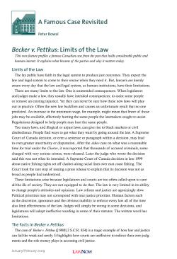 A Famous Case Revisited Becker v. Pettkus: Limits of the Law