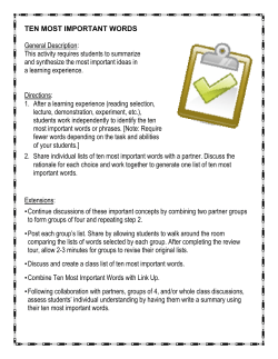 Ten Most Important Words