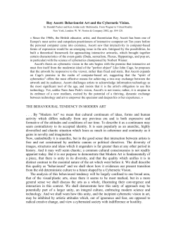 Roy Ascott: Behaviourist Art and the Cybernetic Vision.