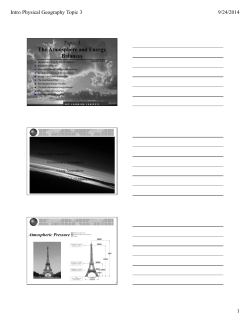 Topic 3 The Atmosphere and Energy Balances Development of