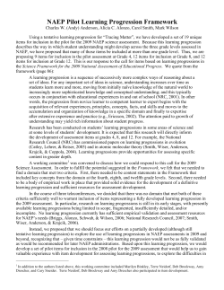 NAEP Pilot Learning Progression Framework