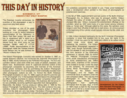 NOVEMBER 21, 1877 EDISON`S FIRST GREAT INVENTION The