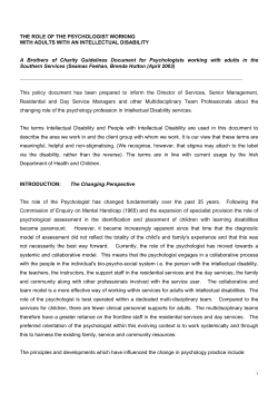 THE ROLE OF THE PSYCHOLOGIST WORKING WITH ADULTS