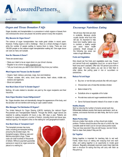 Organ and Tissue Donation FAQs Encourage Nutritious Eating