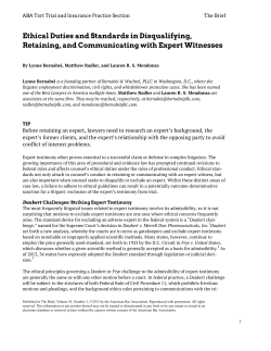 Ethical Duties and Standards in Disqualifying, Retaining