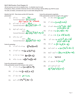 MAT 050 Practice Test Chapter 13 1) GCF = ______