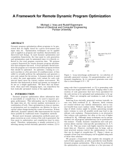 A Framework for Remote Dynamic Program Optimization