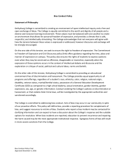 Bias Conduct Policy Statement of Philosophy Gettysburg College is