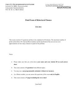 Spring Semester 11 - Finance in Mannheim