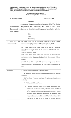 Himachal Pradesh - The Clinical Establishments
