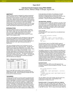 SUGI 27: Individual Growth Analysis Using PROC MIXED