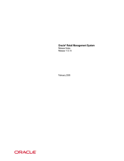 Oracle&reg; Retail Management System