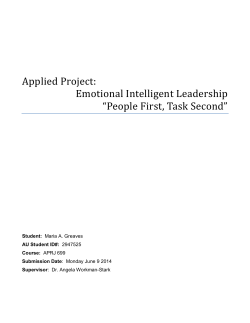 Applied Project: Emotional Intelligent Leadership &ldquo;People First, Task
