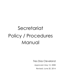 Secretariat Manual - Tres Dias Cleveland