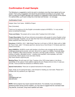 Confirmation E-mail Sample