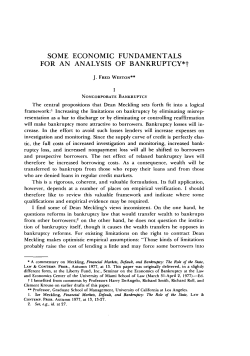 Some Economic Fundamentals for an Analysis of Bankruptcy