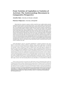 From Varieties of Capitalism to Varieties of Activism