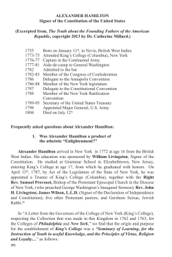 ALEXANDER HAMILTON Signer of the Constitution of the United