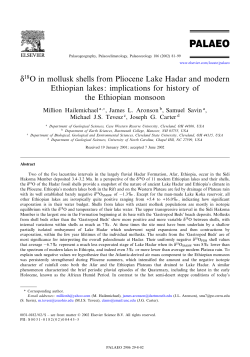 N 18O in mollusk shells from Pliocene Lake Hadar and modern