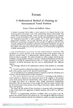A Mathematical Method of obtaining an Astronomical Vessel Position