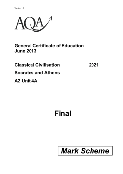 A-level Classical Civilisation Mark scheme Unit 04A