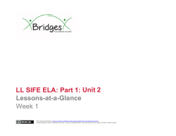 LL SIFE ELA: Part 1: Unit 2 Lessons-at-a