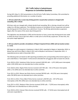 SGI: Traffic Safety in Saskatchewan Responses to Committee