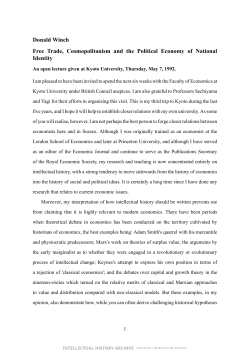Free Trade, Cosmopolitanism and the Political Economy of National