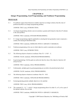 CHAPTER 11 Integer Programming, Goal Programming, and