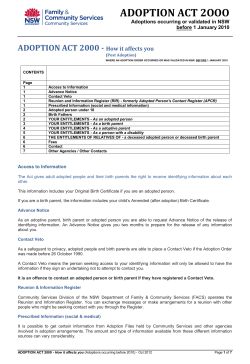 ADOPTION ACT 2000 - How it affects you