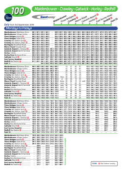 METROBUS BUS TIMES SEPT 2016 Route 100 Maidenbower to