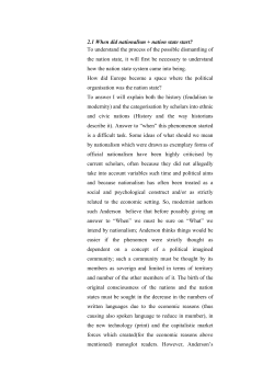 2.1 When did nationalism + nation state start?