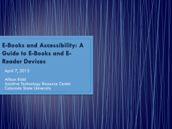 E-Books and Accessibility: A Guide to E-Books and E