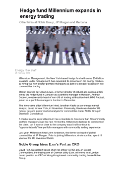 Hedge fund Millennium expands in energy trading