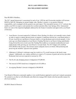 2017 Annual Disclosure Package - Blue Lake Springs Homeowners