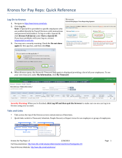 Kronos for Payreps: Quick Reference