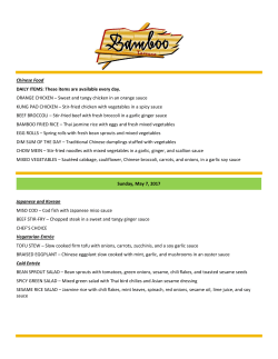 Chinese Food DAILY ITEMS: These items are available