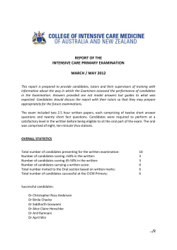 March/May - College of Intensive Care Medicine