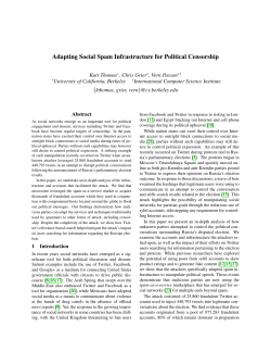 Adapting Social Spam Infrastructure for Political Censorship