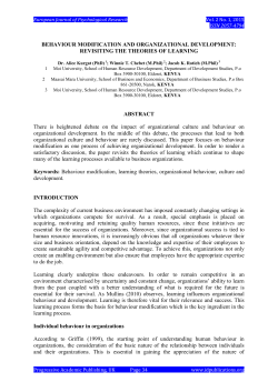BEHAVIOUR MODIFICATION AND ORGANIZATIONAL