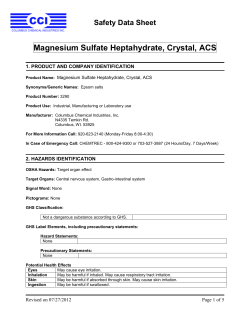 Magnesium Sulfate Heptahydrate, Crystal, ACS